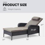 Belord Adjustable Wicker Outdoor Chaise Lounge Chair