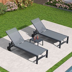 Purple Leaf Outdoor Chaise Lounge Chairs with Wheels