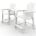 Adirondack Chair Set with Connecting Tray - White