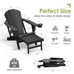 Adirondack Chairs with Ottoman Set – Black