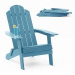 Blue Folding Adirondack Chair for Outdoor Relaxation