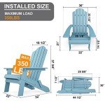 Blue Folding Adirondack Chair for Outdoor Relaxation
