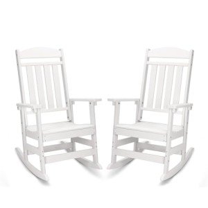 Set of 2 High Back Rocking Chairs - White