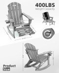 4-in-1 Folding Adirondack Rocking Chair - Grey