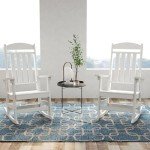 Set of 2 High Back Rocking Chairs - White