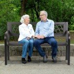 Sturdy Black Metal Outdoor Patio Bench with Armrests