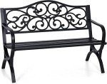 PHI VILLA 50-Inch Floral Design Outdoor Bench