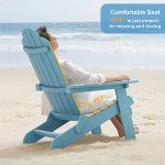 Blue Folding Adirondack Chair for Outdoor Relaxation