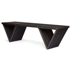 Esme Outdoor Acacia Wood Bench - Dark Gray