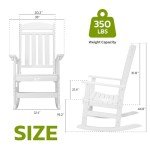 Set of 2 High Back Rocking Chairs - White
