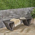 Esme Outdoor Acacia Wood Bench - Dark Gray