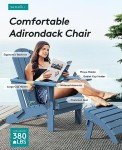 Navy Folding Adirondack Chairs Set of 4