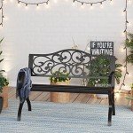 PHI VILLA 50-Inch Floral Design Outdoor Bench
