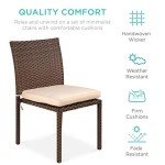 4 Stackable Wicker Patio Chairs with Cushions