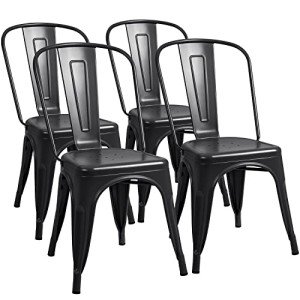 Furmax Stackable Metal Dining Chairs Set of 4