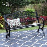 PHI VILLA 50-Inch Floral Design Outdoor Bench