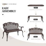 VINGLI 42.5" Outdoor Rose Loveseat Bench