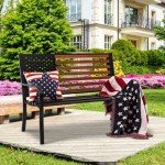 Stylish 50” Outdoor Bench with American Flag Design