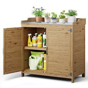 Gizoon Outdoor Potting Bench with Metal Top