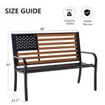 Stylish 50” Outdoor Bench with American Flag Design