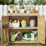 Gizoon Outdoor Potting Bench with Metal Top