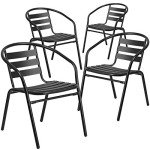 Set of 4 Stackable Aluminum Patio Chairs