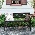 Metal Outdoor Garden Bench for Patio and Deck