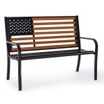 Stylish 50” Outdoor Bench with American Flag Design