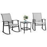 3-Piece Outdoor Rocking Bistro Set - Light Gray