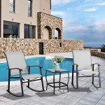 3-Piece Outdoor Rocking Bistro Set - Light Gray