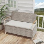 Warm Gray Patio Storage Bench with Cushion