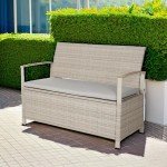 Warm Gray Patio Storage Bench with Cushion