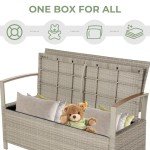 Warm Gray Patio Storage Bench with Cushion