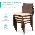 4 Stackable Wicker Patio Chairs with Cushions