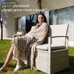 Warm Gray Patio Storage Bench with Cushion