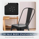 4 Metal Dining Chairs for Patio and Kitchen