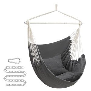 Cozy Slate Gray Hammock Chair with Cushions