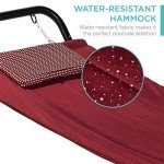 Red Outdoor Hammock Bed with Stand and Pillow