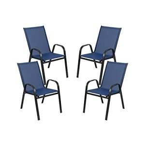 Set of 4 Navy Stackable Outdoor Chairs