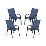 Set of 4 Navy Stackable Outdoor Chairs