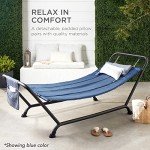 Red Outdoor Hammock Bed with Stand and Pillow