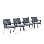 4-Piece Grey Wrought Iron Patio Dining Chair Set