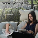 Wicker Swing Egg Chair with Stand and Cushions