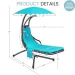 Teal Outdoor Hanging Chaise Lounge Chair with Canopy