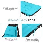 Teal Outdoor Hanging Chaise Lounge Chair with Canopy