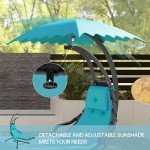 Teal Outdoor Hanging Chaise Lounge Chair with Canopy