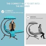 Teal Outdoor Hanging Chaise Lounge Chair with Canopy