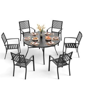 7-Piece Outdoor Dining Set with Round Table