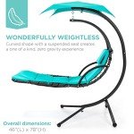 Teal Curved Steel Outdoor Hanging Chaise Lounge Chair