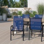 Set of 4 Navy Stackable Outdoor Chairs